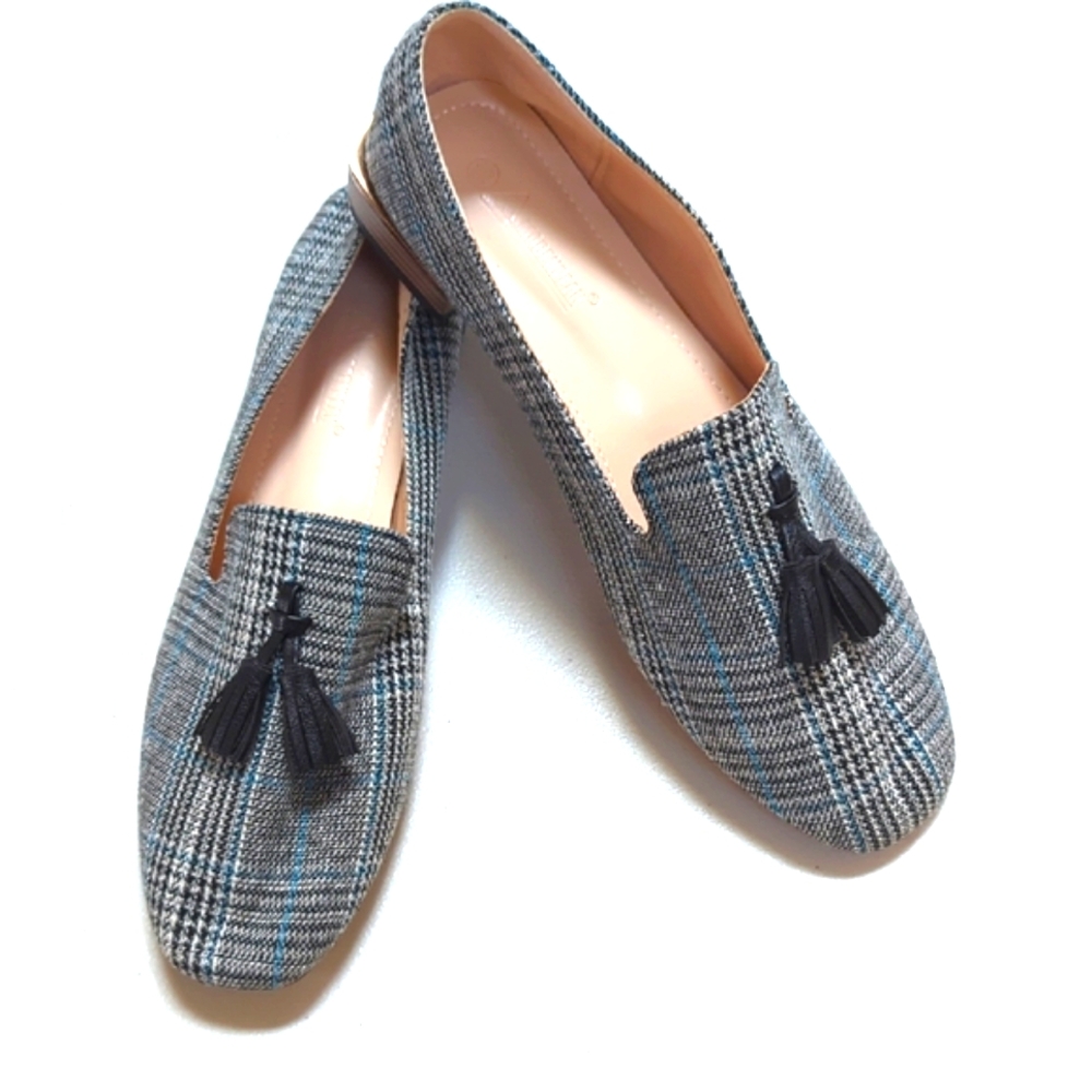 Modenpeak, Black White And Blue, Tassel Loafer. 10.5